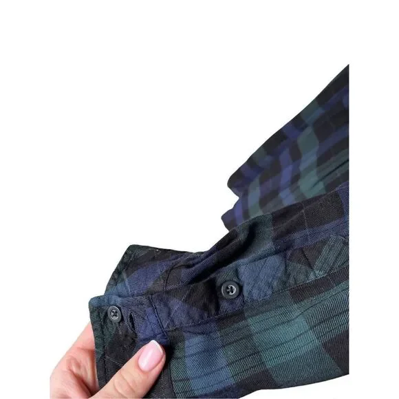 Torrid Emma Dark Green & Navy Plaid Twill Babydoll Tunic size 2 - Picture 7 of 10